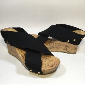 a.n.a. Black cork wedge sandals 8.5M